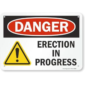 SmartSign - S2-0236-PL-10 "Danger - Erection in Progress" Sign | 7" x 10" Plastic