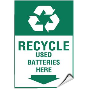 Recycle Used Batteries Here Activity Sign Recycling Signs Label Decal Sticker 5 inches x 7 inches in Saudi Arabia