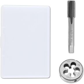 1/2"-28 UNEF Tap And Die Set, HSS 1/2 x 28 UNEF High Speed Steel Machine Thread Screw Tap with Round Threading Die Right Hand, Tap & Die Kit for Nut Screw Bolt Thread Repair