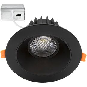 Maxxima 4 in. Ultra-Thin Recessed Anti-Glare LED Downlight - Canless IC Rated, 1200 Lumens, 5 Color Temperature Selectable 2700K/3000K/3500K/4000K/5000K, Dimmable Round White Trim Black Baffle, 90 CRI