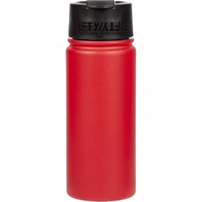 FIFTY/FIFTY 16oz, Double Wall Vacuum Insulated Café Water Bottle, Stainless Steel, Flip Cap w/ Wide Mouth, Cherry Red, 16oz/473ml, (V16003RD0)