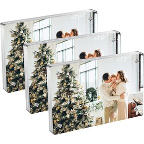Acrylic Magnetic Photo Frame, 5x7 Inch Double-sided Magnetic Photo Frame, Tabletop Frameless Postcard Display (3-Pack) (5X7)