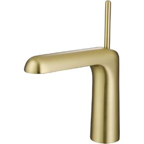 Bathroom Sink Faucet Single Handle Modern Bathroom Faucets for Sink 1 Hole, Deck Mount Lavatory Mixer Tap Wash Basin Faucet Brass (Brushed Gold)