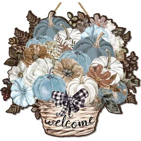 Fall Decorations Autumn Wooden Door Sign Fall Thanksgiving Pumpkin Door Decor Wreath Fall Autumn Thanksgiving Welcome Sign Decor Fall Decoration for Home Party