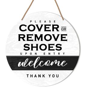 Remove Shoes Sign for Front Door, No Shoes Sign Hanging Sign for House Home Front Door Entryway Porch Door Decor Please Take Off Your Shoes Sign Wall Decorations, Cover or Remove Shoes Upon Entry
