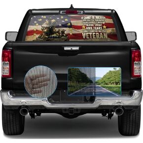 Rear Window Perforated Decal Soldier Camouflage American Flag Patriotic Decoration Vinyl Sticker Size 58" x 18" Fit Most Pickup Trucks SUV Cars