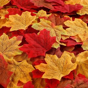 Fall Leaves,1100 Pcs Autumn Leaves Odorless, Artificial Maple Leaves Decor,Fall Craft Leaves for Wedding,Thanksgiving Decorations for Table Scatter Leaves(Multicolored)……