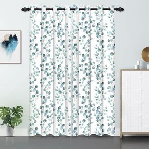 Yeele 21x45inches Green Leaves Window Curtains Nature Plant Spring Rustic Botanical Branch Floral Herbs Printed Window Drapes Grommet Window Treatment 2 Panels Set for Living Room Bedroom Kitchen