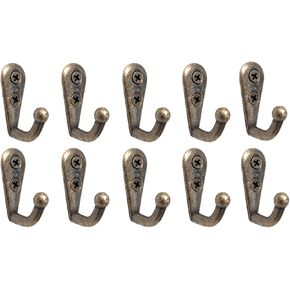 Pack of 12 Mini Bronze Tone Vintage Style Wall Mounted Double Hole Metal Single Hook Hangers Door Hook Hanging for Bedroom Kitchen Bathroom