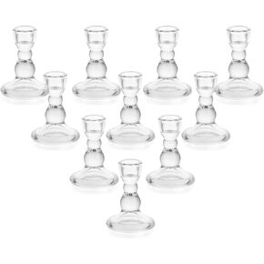 Romadedi Glass Candle Holder for Candlestick - 4pcs Amber Glass Tapered Candle Holders Bulk for Standard Candle Sticks for Wedding Centrepieces Christmas Table Décor, Amber