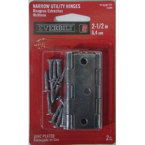 2-1/2 in. Zinc Plated Narrow Utility Hinges (2-Pack)