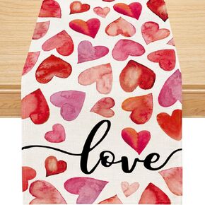 Siilues Valentines Table Runner, Sweet Heart Valentines Day Decorations Red Pink Valentines Runner for Table Seasonal Spring Holiday Decor for Indoor Outdoor Dining Table Decorations (13'' x 36'')