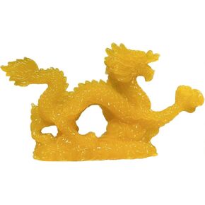 Chinese Feng Shui Dragon Lucky Yellow Color Figurine Statue for Luck & Success 4 inch Long