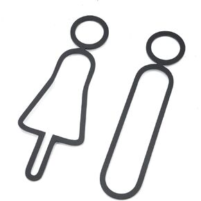 2 Pack Acrylic Adhesive Backed Men's and Women's Bathroom Signs Hollowed-out Men's and Women's Toilet Signage 20cm/7.87" Length Locker Room Door Signs (Black)