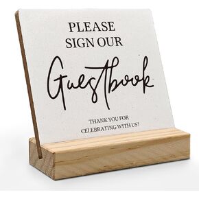 Photo Guest Book Sign, Wedding Decor, Acrylic Wedding Signs, Guest Book Signs for Wedding, Wedding Guest Book Sign Acrylic Plaque Sign with Wood Stand for Wedding Decorations for Reception