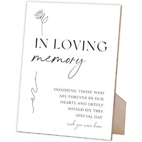 In Loving Memory Wedding Sign, Wedding Memorial Sign, for Funeral Decorations, Wedding Decorations, Wedding Table Decor, Sympathy Gifts for Loss of Loved One, White Simple Style Wood Sign,2