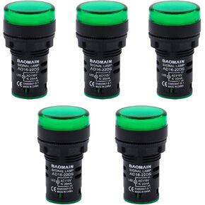 Baomain LED Indicator Light Pilot Signal Lamp AD16-22DS Green AC 110V Pack of 5