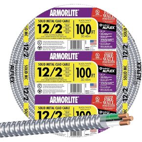 Flexible Conduit, Aluminum Metal Clad, 12/2, 100-Ft.