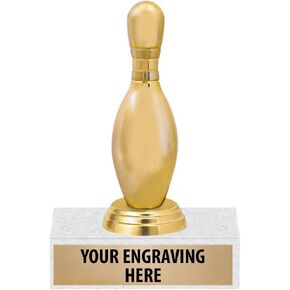Crown Awards Bowling Trophies - 6" Gold Bowling Pin Tournament Trophy Prime