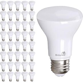 Bioluz LED 10 Pack 90 CRI R20 BR20 LED Bulb 2700K Bright Warm White 6W = 50 Watt Replacement 540 Lumen Indoor/Outdoor UL Listed CEC Title 20 Compliant (Pack of 10)