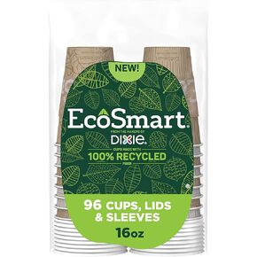 أكواب قهوة ورقية من الألياف المعاد تدويرها بنسبة 100% مع أغطية من ديكسي إيكو سمارت، 16 أونصة، 96 قطعة (عبوة من 6 قطع)، فناجين قهوة ورقية كبيرة للمشروبات الساخنة in Kuwait