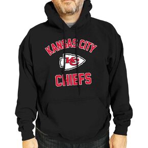 Team Fan Apparel NFL Adult Gameday Hooded Sweatshirt - Poly Fleece Cotton Blend - Stay Warm and Represent Your Team in Style (Kansas City Chiefs - Black, Adult Small)