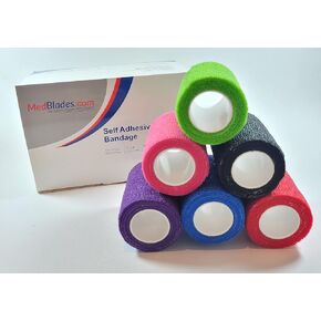 First Aid Self Adherent Cohesive Bandages 3" x 5 Yards - 6 Count, Athletic Bandages for Sports, Injuries, Treatments and Recovery