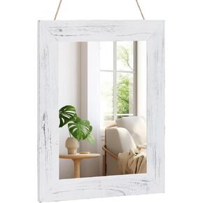 QDSSDECO 16"×20" Wall Mirror with Shelf Farmhouse Decor Rectangular Mirror Hanging for Bathroom, Vanity, Bedroom, Entryway, Living Room,Black