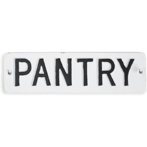 PANTRY, Black/White 8.25 x 2.4 Inches Metal Decorative Hanging Sign