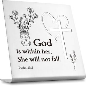 Religious Gifts for Women Friends, Christian Desk Decor Sign for Women Office, Inspirational Bible Verse Gifts for Daughter Mom, Bible Quote Desk Shelf Sign