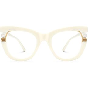 Zeelool Stylish Cat Eye Pearl Glasses Frame Women with Non-prescription Clear Lens ZJGX957054