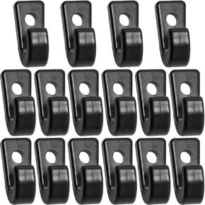 16pcs J Shape Down Hooks Nylon J-Hooks Lashing Hooks for Kayak Bungee Cord Canoes Boats, Black