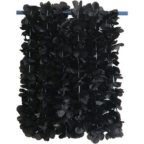 LITTLE FEATHER Black Flower Leis for Halloween Decor Tropical Hawaiian Party Favors,Pack of 6Pcs
