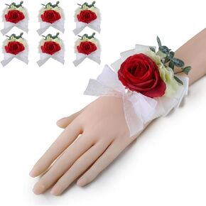 Aevanim1+6 Artificial Rose Corsages with Pin,Boutonniere for Men Wedding,Suitable for Wedding Ceremony,Anniversary,Formal Dinner and Wedding Party,Used to Decorate Suits. (blackish green).