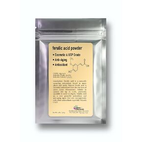 Ferulic Acid Powder Pure 99% Pure Cosmetic Grade Powder Pure Natural Antioxidant, Anti-Aging, DIY Skincare (1 Oz/ 28 grams)
