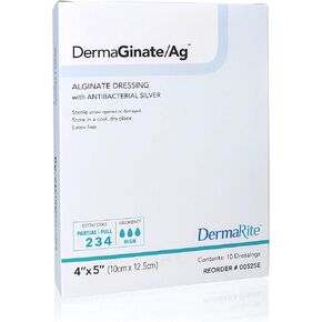 Dermarite Industries Deracinate Ag Silver Alginate, 4 X 5, 10 Count