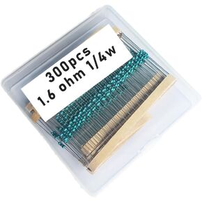1.6 1/4W, 1.6R1/4W, 1.6 ohm, 1.6 R 1/4W, 1.6Ωresistor, 1.6 ohm resistor, 1.6 ohm Metal resistor, 1.6R Metal Film resistors 1/4w(0.25w) 1% tolerance 0.01 MF Metal Film Fixed Resistor 300 pcs