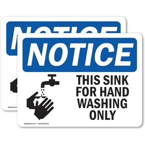 (2 Pack) This Sink For Hand Washing Only With Symbol OSHA Notice Sign 5 Inch X 3.5 Inch Vinyl Label Decal Sticker Weather Resistant, UV Protected for Workplace, Construction Site, Made in the USA