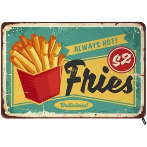 Swono French Fries Tin Signs,Vintage Metal Tin Sign For Men Women,Wall Decor for Bars,Restaurants,Cafes Pubs,12x8 Inch