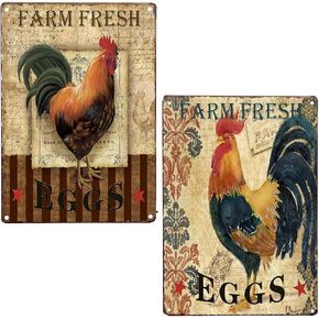 Farm Fresh Eggs Retro Vintage Metal Tin Signs Bar Restaurant Kitchen Country Home Decor Farm Decorative Signs 2Pcs-8X12Inch