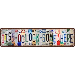 It's 5 O'clock Somewhere Metal Tin Sign (4''x16''), Novelty Street Sign, Home Decor Easter Gift