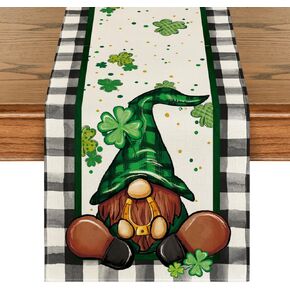 Artoid Mode Buffalo Plaid Gnome Shamrock St. Patrick's Day Placemats Set of 4, 12x18 Inch Seasonal Table Mats for Party Kitchen Dining Decoration