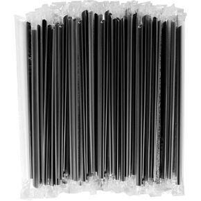 [400 قطعة] شفاطات بلاستيكية سوداء مغلفة بشكل فردي (قطر 7.5 بوصة طول × 0.23 بوصة) in Kuwait