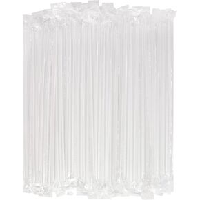 [400 Pcs] Black Individually Wrapped Disposable Plastic Straws(7.5" longX0.23" diameter)