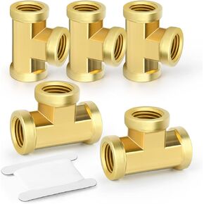 GASHER 8Pcs Brass Tee Fitting, 1/4" x 1/4" x 1/4" NPT Female Pipe Fittings