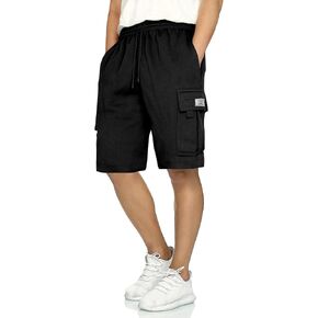 JMIERR Mens Cargo Sweat Shorts - Casual Drawstring Elastic Waist Cotton Athletic Workout Gym Jogger Shorts with 5 Pockets