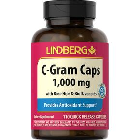 Piping Rock Vitamin C | 1000mg | 110 Capsules | with Bioflavonoids and Rose Hips | Non-GMO, Gluten Free Supplement | by Lindberg