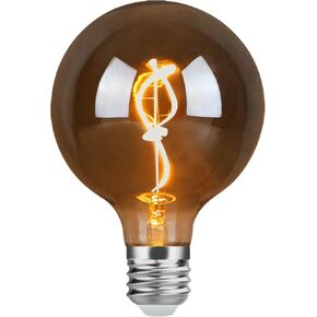 G125 Amber Glass Large Oversized Dimmable LED Edison Bulb, E26 2200K Warm White Extra Big Round Vintage Light Bulbs, 4 watt 150LM Decorative Globe Bulbs for Bedroom Living Room Bar and cafe