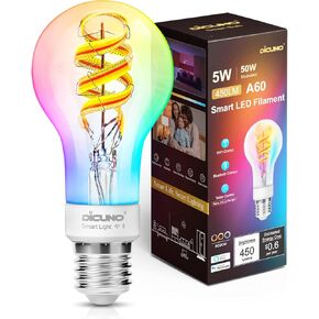 DiCUNO Smart Edison Bulb ST64, Color Changing WiFi Smart Light Bulb, Vinatge ST21 Filament Bulb Work with Alexa & Google, Dimmable with App, 50 Watt Equivalent 450LM, No Hub Required, 1 Pack