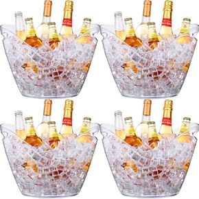 4 عبوات من دلاء الثلج سعة 8 لتر، دلو بيرة ثلج كبير من الأكريليك الشفاف، مبرد مشروبات بلاستيكية، حوض مشروبات ثلجية، زجاجات الشمبانيا، دلو ثلج، صندوق تبريد النبيذ، دلاء مشروبات لحفلات الشواء والنزهات المنزلية in Kuwait